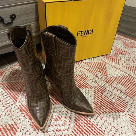 fendi logo western boots|fendi zucca boots.